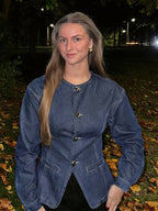 TAVIMART  -  Fashion Y2K Denim Jacket For Women 2025 Spring Elegant O-neck Single Breasted Coat Female Chic Street Long Sleeve Lady Outerwear