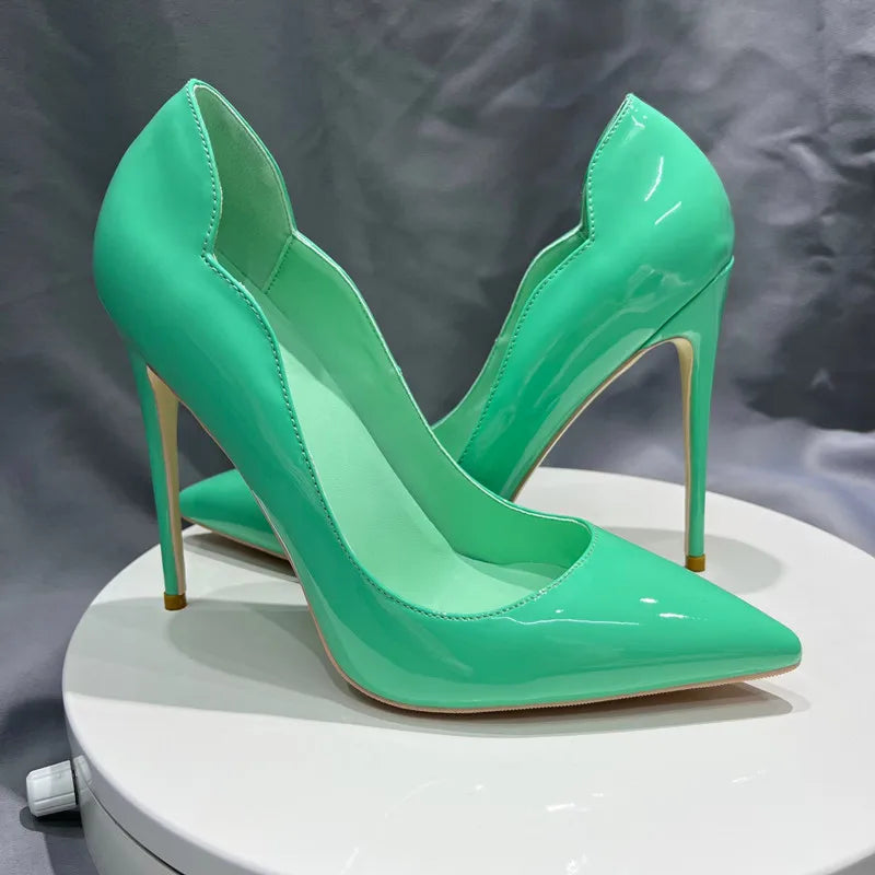 Green Patent Pointy Toe High Heel Dress Shoes