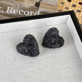 Lizakosht Plush Love Heart Earrings for Women in Orange Beige Grey Black
