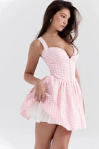 V-Neck Lace Sleeveless Mini Dress