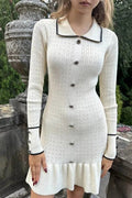 Patchwork Long Sleeve Mini Dress