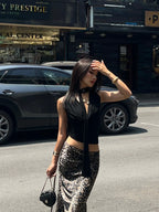 Women Sleeveless Tie Neck Plain Top JERSEY TOP WITH BOW Ruched V-neck Knot Detail Tank Top