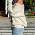 V-neck Solid Casual Sweater Simple All-match Cable-knit Knitwear Pullovers Fall Women Clothes Streetwear Loose Fit Tops