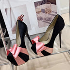 Bowknot Round Toe Platform Pumps for Women Wedding Banquet Shoes