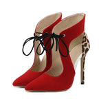 Cross-Tied Women Pumps Sandals with Pointed Toe and High Heels for Wedding and Stripping