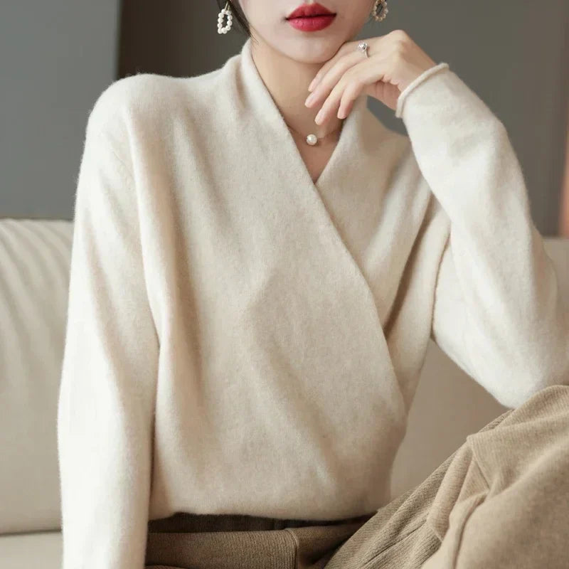 | Women's Winter Wrap V Neck Knit Sweater