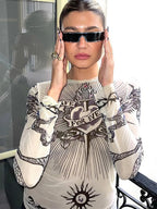 Summer Fashion Long Sleeve Sheer Top