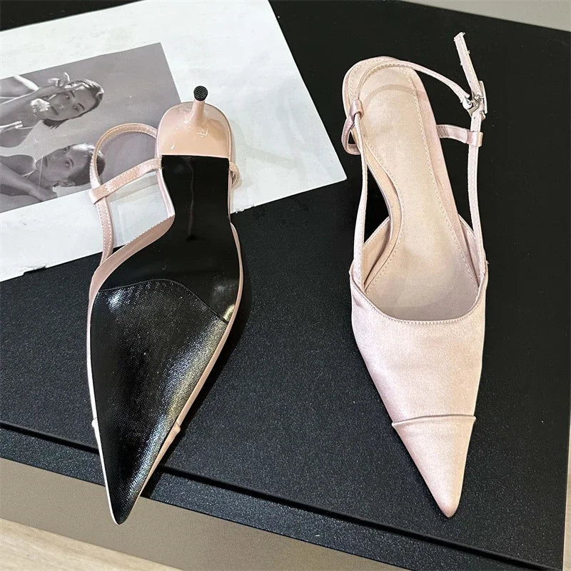 Spring Buckle Strap Women Pumps Sandals with Thin Heels