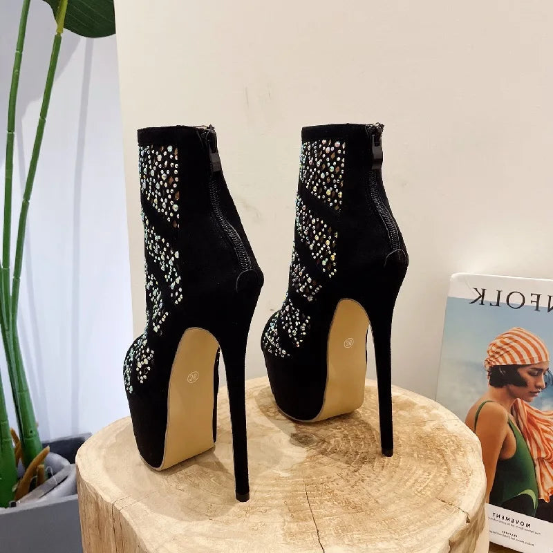 Crystal Platform High Heels Boots Sandals for Women