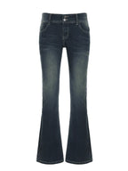 Vintage y2k Flared Jeans Retro Button-up Low Rise Casual Denim Pants Harajuku 2000s Trousers Basic Aesthetic Mom Jeans