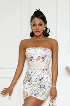 Floral Strapless Backless Mini Dress