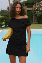 Sleeveless One Shoulder Irregular Slim Mini Dress