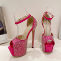 Crystal Rhinestone Silk Platform Sandals - Summer Fashion for Women