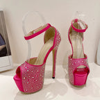 Crystal Rhinestone Silk Platform Sandals - Summer Fashion for Women