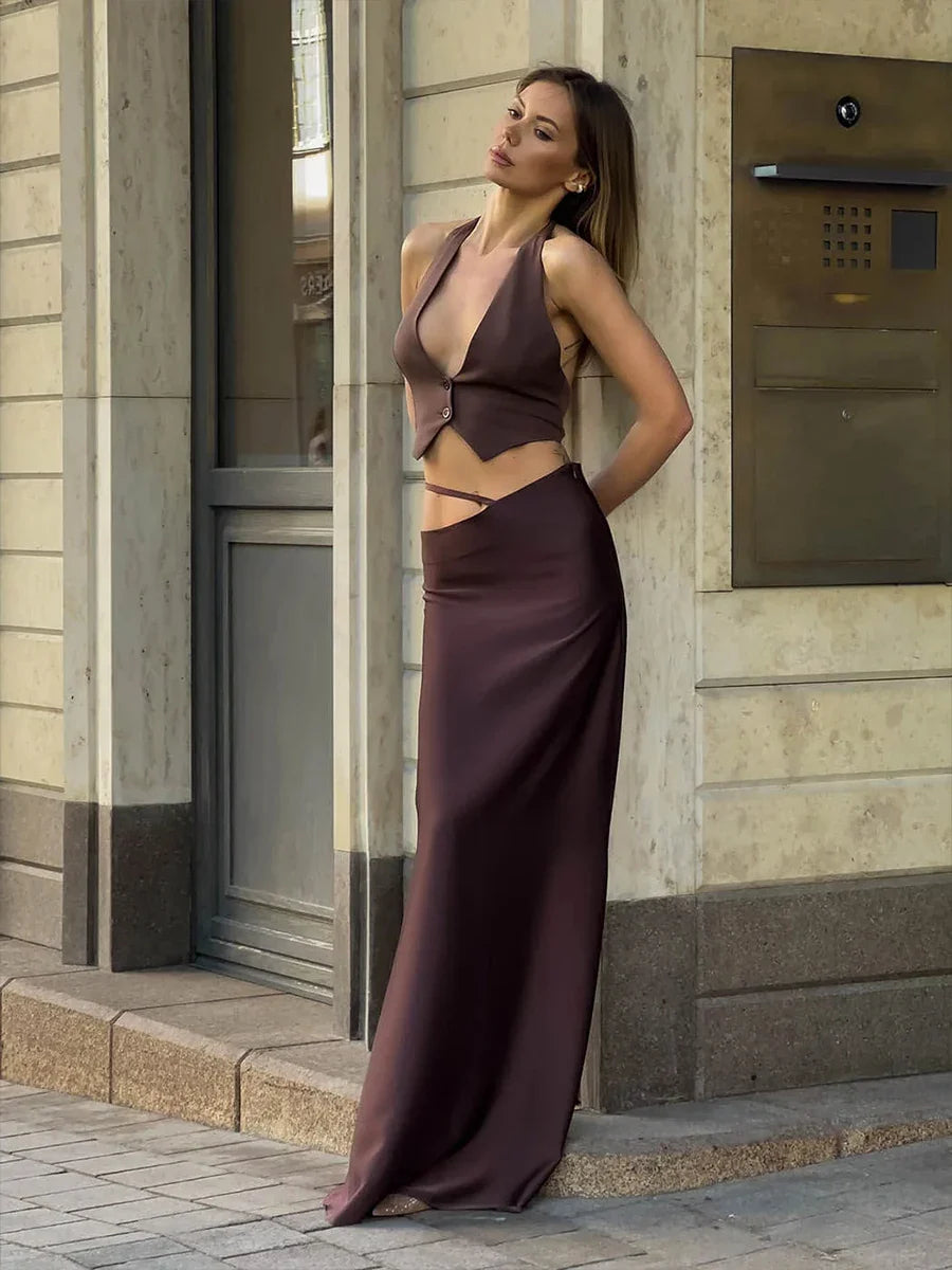 Sexy Backless Lace-up Solid Color Cami Top