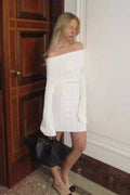 Off Shoulder Long Sleeve Bodycon Mini Dress