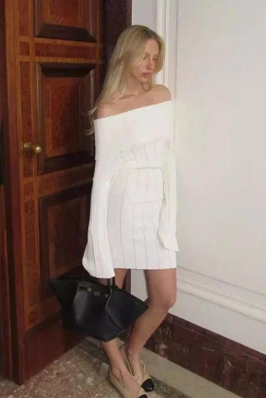 Off Shoulder Long Sleeve Bodycon Mini Dress