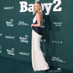 Colorblock Halter Plunging Corset Waist Draped Maxi Gown