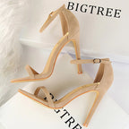 Suede Women Sandals with Stiletto Heels - 11cm and 8cm High Heels