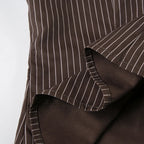 Vintage Brown Striped Blouse Women Fashion High Street Fitted Tee Shirt 2000s Casual Button Top Ladies Fall Outfits