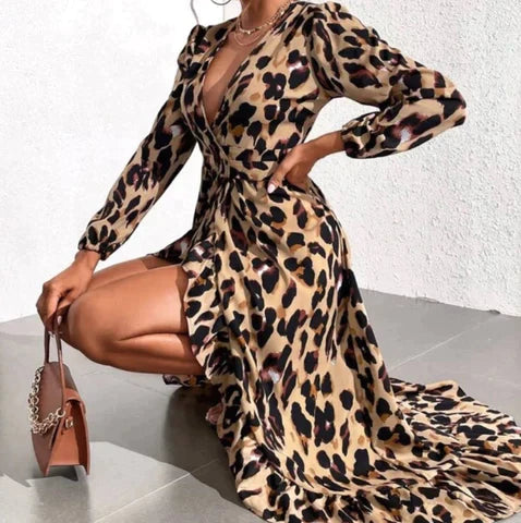 Helga Timeless V Neck Printed Dress Statement Occasion Edit