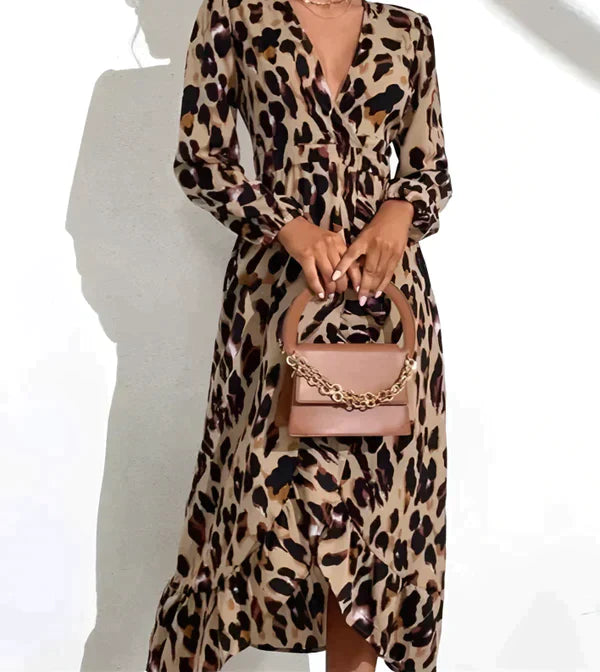 Helga Timeless V Neck Printed Dress Statement Occasion Edit