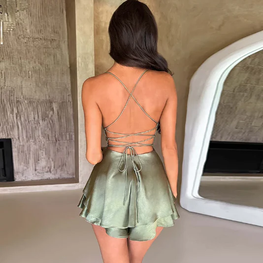 Fiona Effortless Backless Satin Dress Statement Occasion Edit