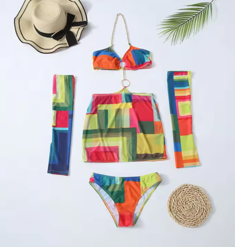 | Bikini Set with Skirt and Sleeves