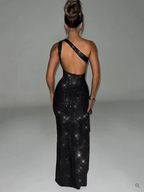Anaisa Boutique Shiny, Backless Cocktail Dress with Pearls Statement Occasion Edit