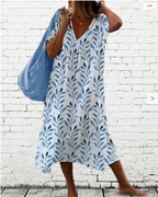 Elizabeth Boutique Women's V Neck Leaf Print Dress Collection