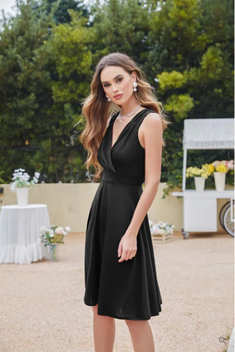 Emilia Exclusive Sleeveless Cocktail Dress with V Neck and Tapered Bust Statement Occasion Edit
