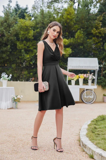 Emilia Exclusive Sleeveless Cocktail Dress with V Neck and Tapered Bust Statement Occasion Edit