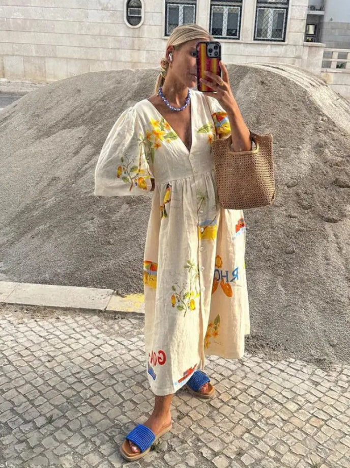 Daniela Timeless Dress with Comic Book Print Elevated Occasion Wear
