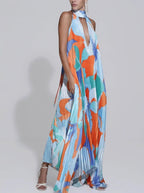 Margherita Statement Maxi Dress with Halter Neck Chic Silhouette Collection