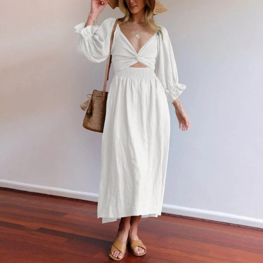 Martina Elevated French Dress with Ruffle Sleeves Premium Wardrobe Essential