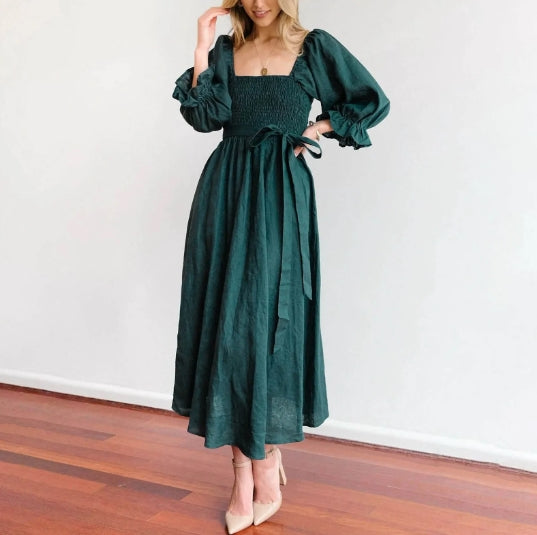Josefina Statement French Dress with Ruffle Sleeves Boutique Collection