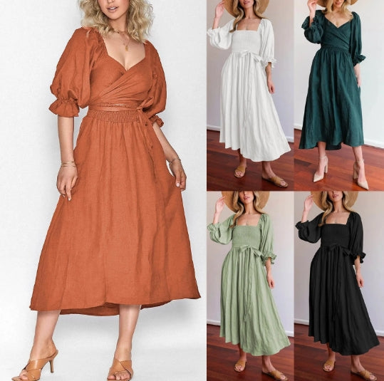 Josefina Statement French Dress with Ruffle Sleeves Boutique Collection