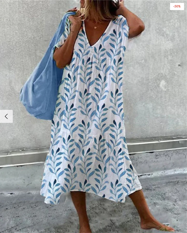 Elizabeth Boutique Women's V Neck Leaf Print Dress Collection