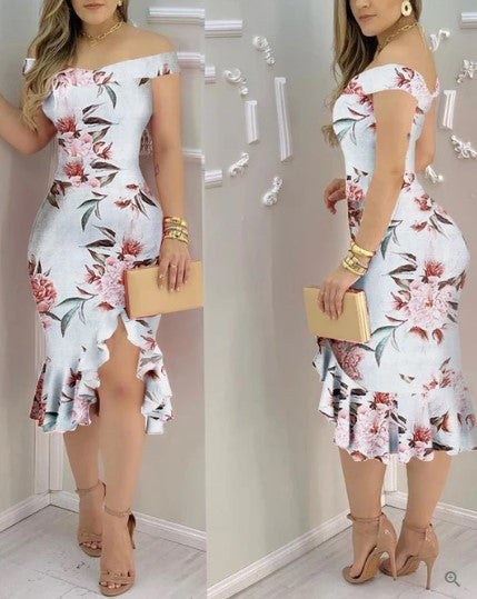 Anisa Elevated Shiny Off Shoulder Cocktail Dress Occasion Wear