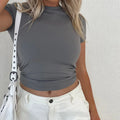 Sexy Crew Neck Basic Slim Fit Crop Top