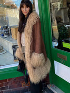 Vintage Furry Faux Fur Women Patchwork Coats Winter Long Sleeve Lapel Female Loose Jacket Casual Pockets Thick Warm Lady Outwear