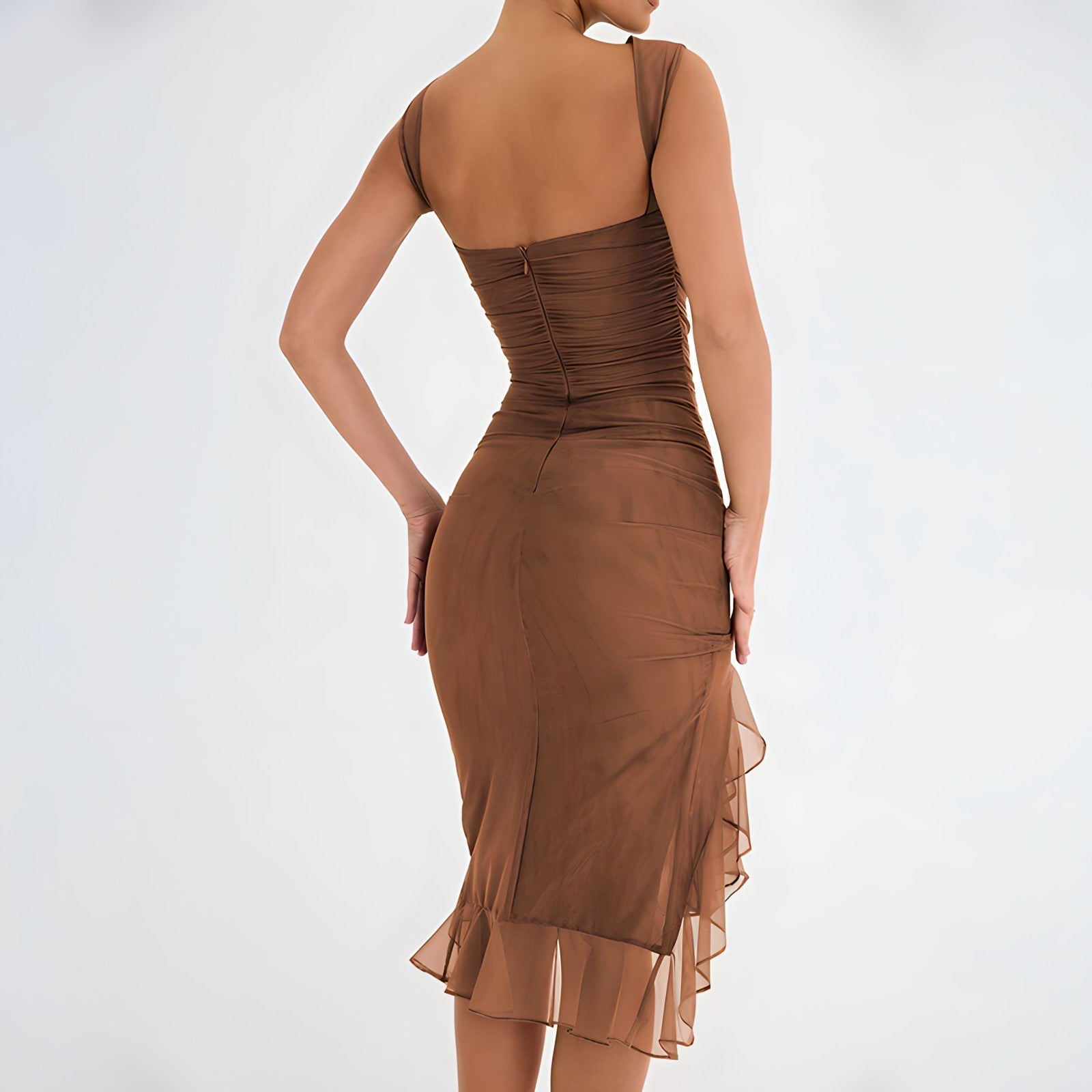 Irene Elevated Midi Dress with Ruffles Occasion Wear