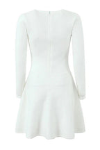 Lace-Up Long Sleeve A-Line Mini Dress