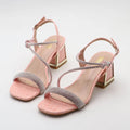 Women's Rhinestone Sandals with 6CM Heel, Large Size
