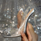 Crystal Rhinestone PVC Transparent Women Pumps Sandal
