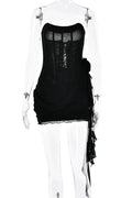 Off Shoulder Backless See Through Mini Dress