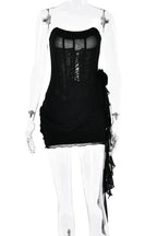 Off Shoulder Backless See Through Mini Dress