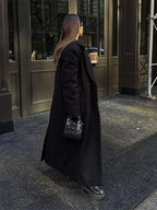 Thicken Warm Outwear Women Furry Double Breasted Loose Turn-down Collar Casual Long Coat Female Winter Chic Jackets