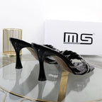 Autumn new rhinestone stiletto sandals with hollow out design