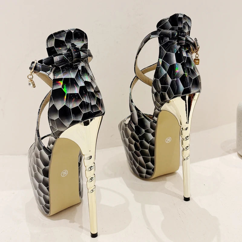 Peep Toe Hollow Out Platform Sandals with Super Stiletto Heels
